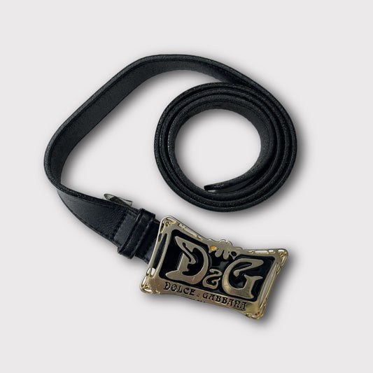 Dolce & Gabanna black/gold leather belt