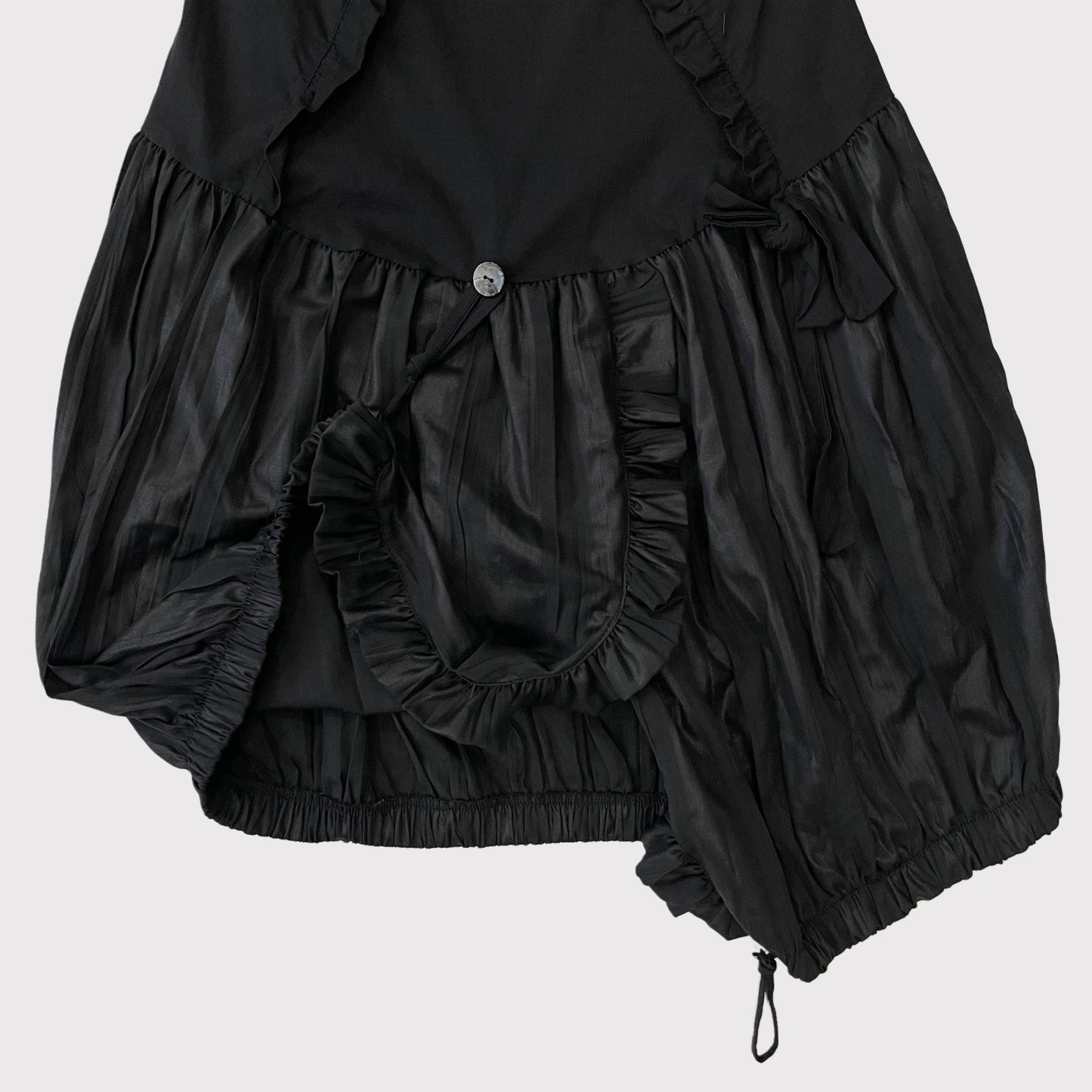 French vintage black ruffled bubble dress