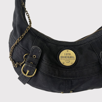 Diesel black/gold canvas shoulder bag