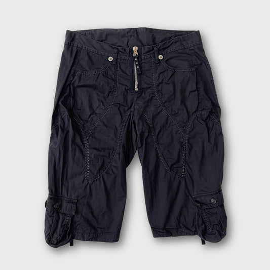 Marithe Francois Girbaud navy zippered cargo capri shorts