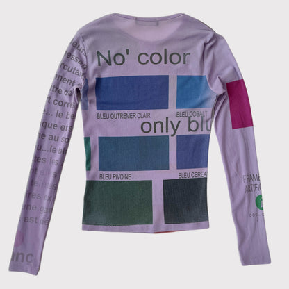 Cop Copine “Botanic” purple/multicolor graphic mesh top