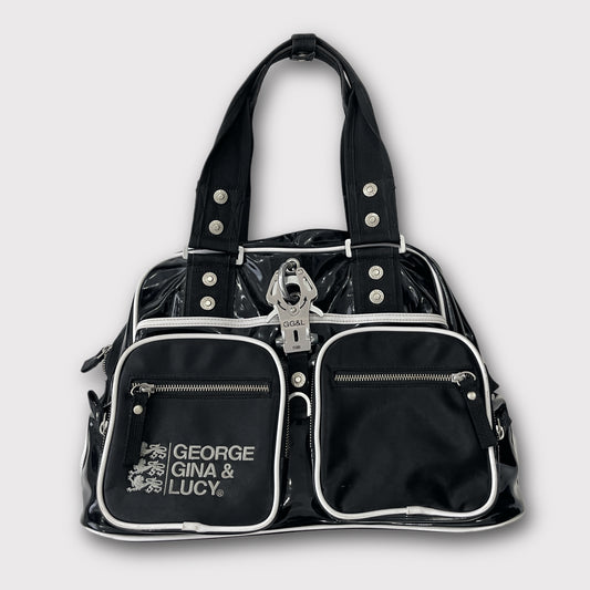 George Gina & Lucy black/white patent bag