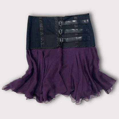 Italian vintage black/purple bondage silk skirt / top