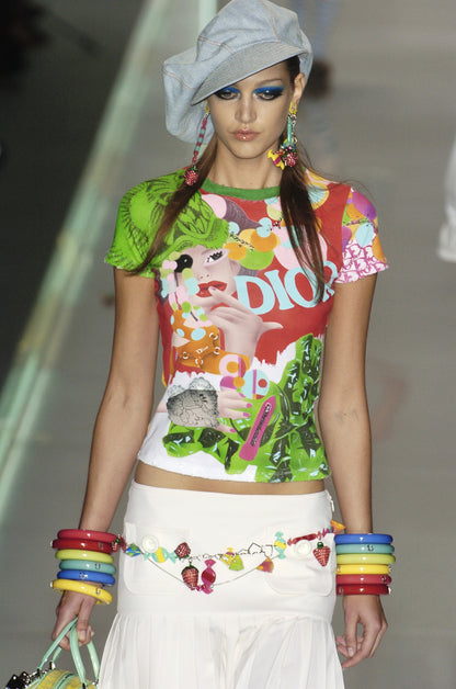 Christian Dior Spring 2005 multicolor graphic baby tee