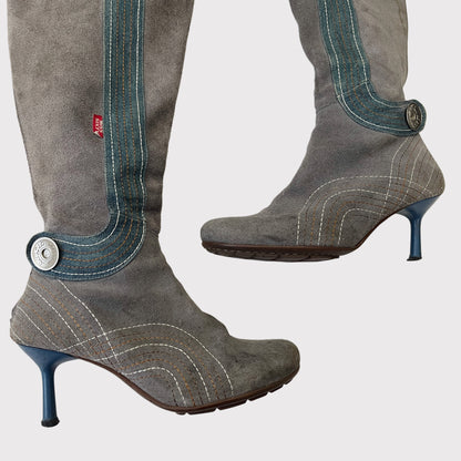 Miss Sixty grey/blue suede calf boots