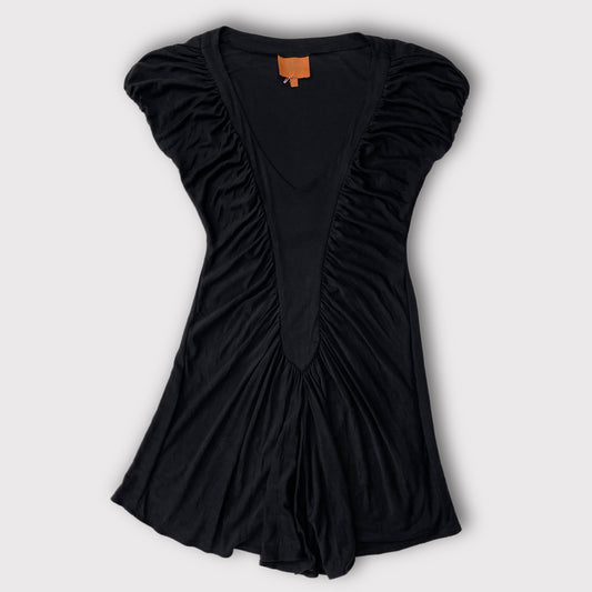 Olga Kapustina 100% silk black ruched tunic top