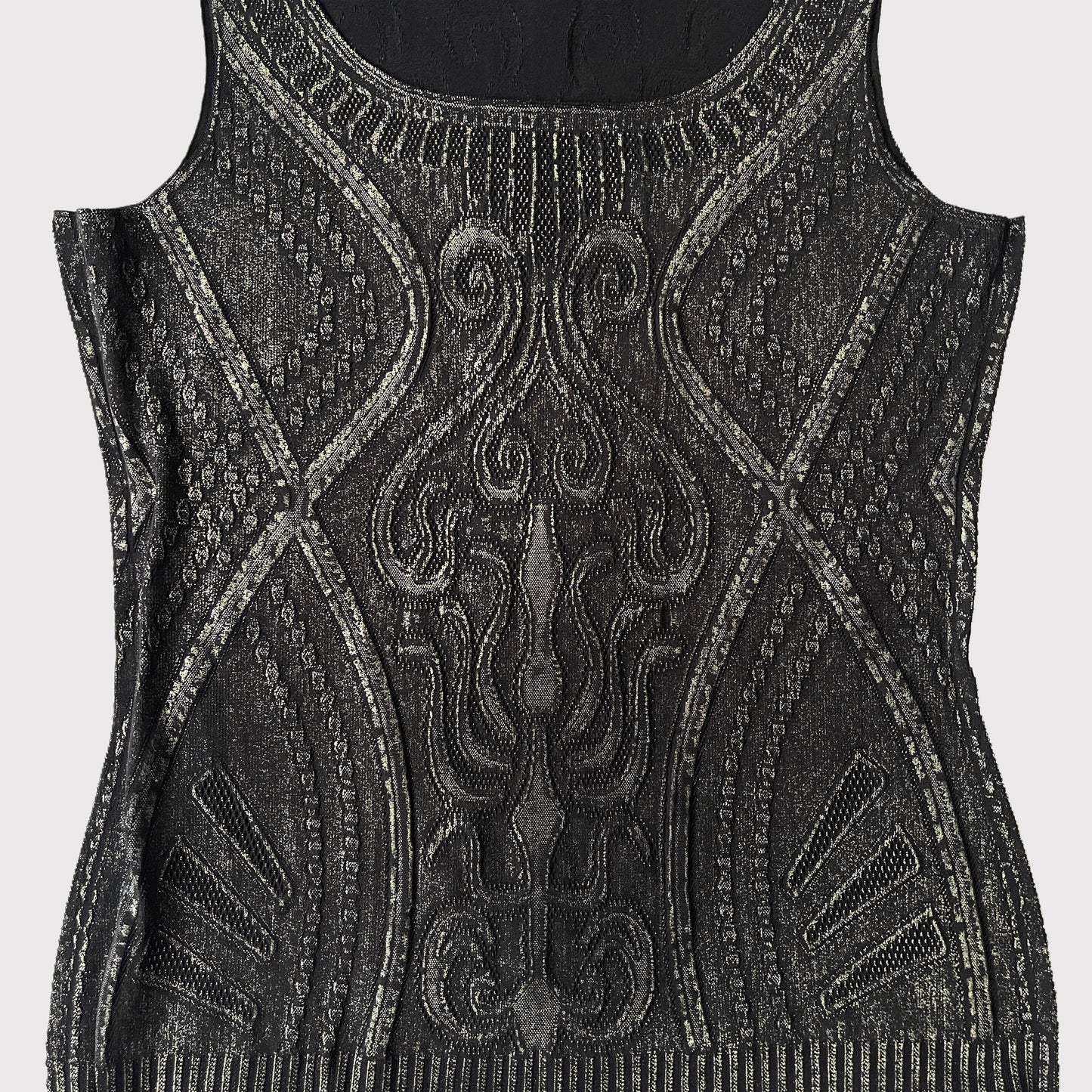 Hiroko Koshino black metallic pointelle tank top