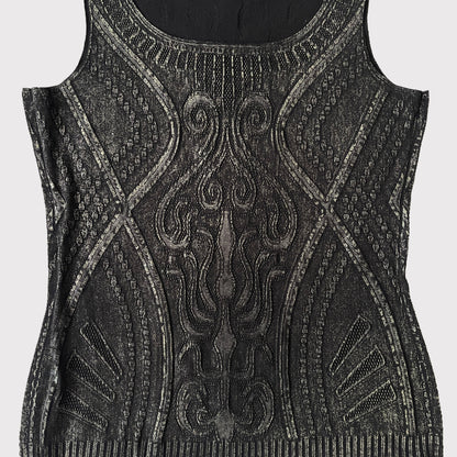 Hiroko Koshino black metallic pointelle tank top