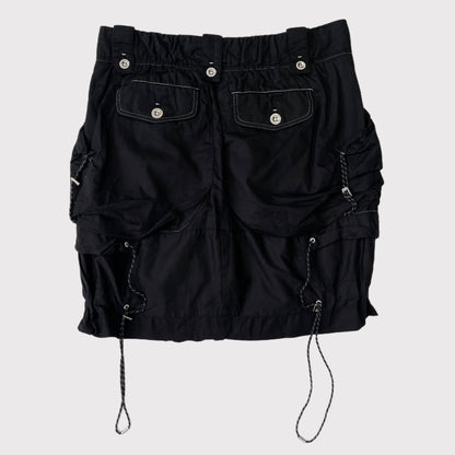 High black ruched cargo bubble skirt