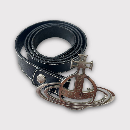 Vivienne Westwood black/silver leather belt