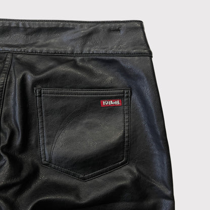 Killah black faux leather flared pants