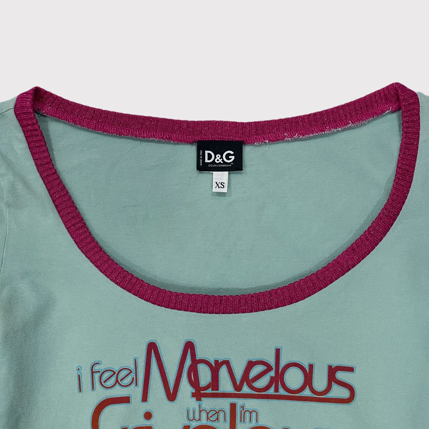 Dolce & Gabbana “Frivolous” blue/pink graphic top