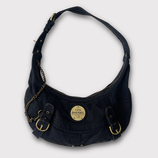 Diesel black/gold canvas shoulder bag