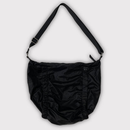 Hiroko Koshino black ruched nylon crossbody bag