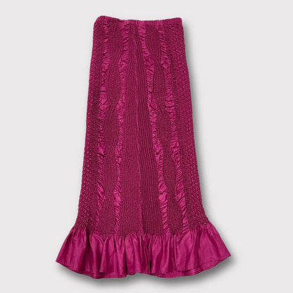 Peplum by Yoshiki Hishinuma pink textured maxi skirt