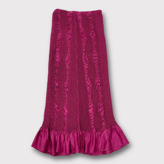 Peplum by Yoshiki Hishinuma pink textured maxi skirt