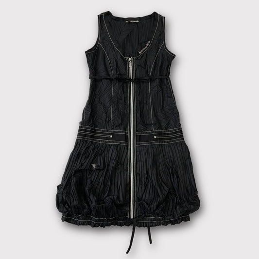 French vintage black/grey pleated bubble dress