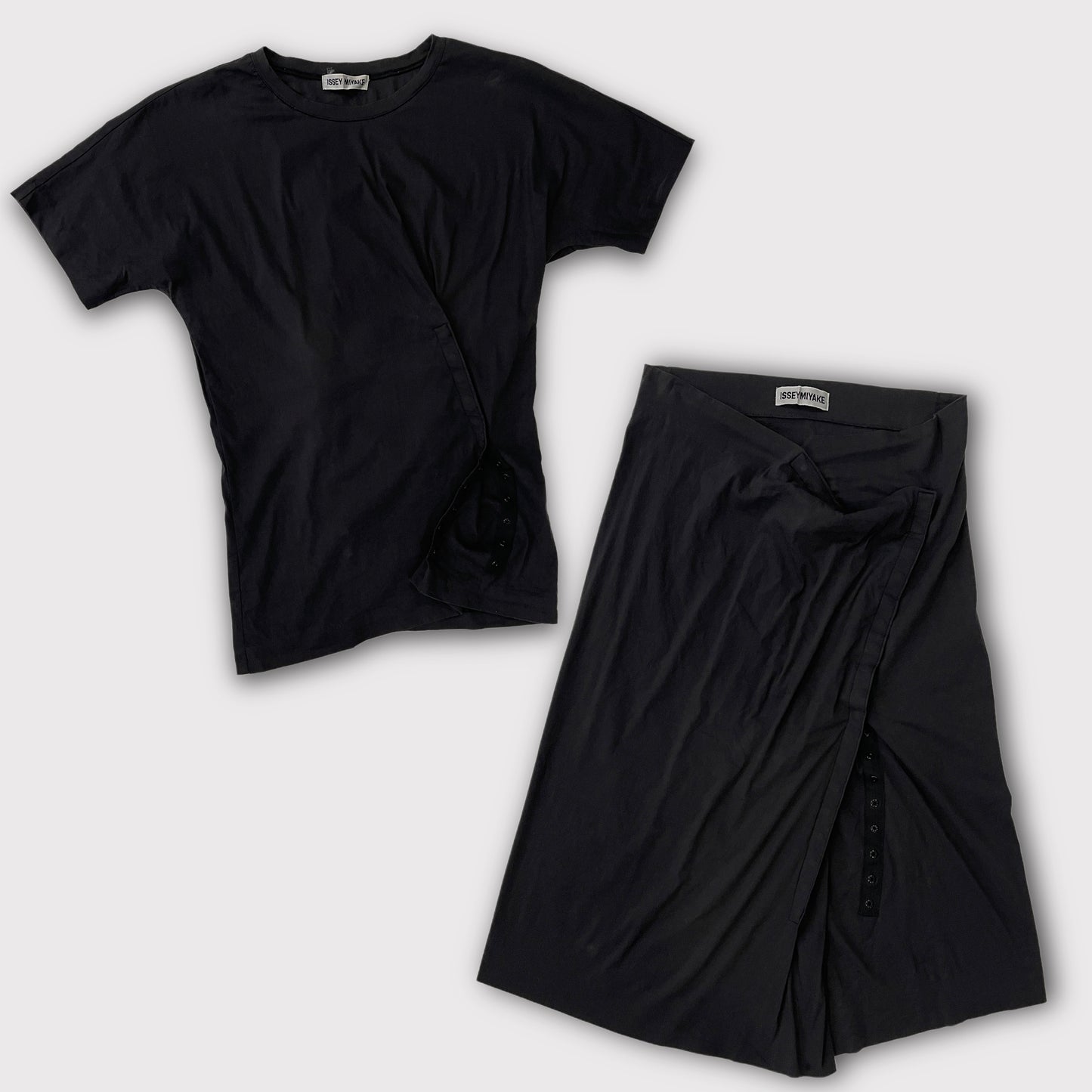 Issey Miyake 2000 charcoal grey top & skirt set