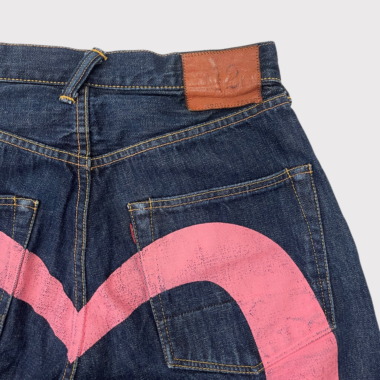 Evisu pink Daicock print jeans