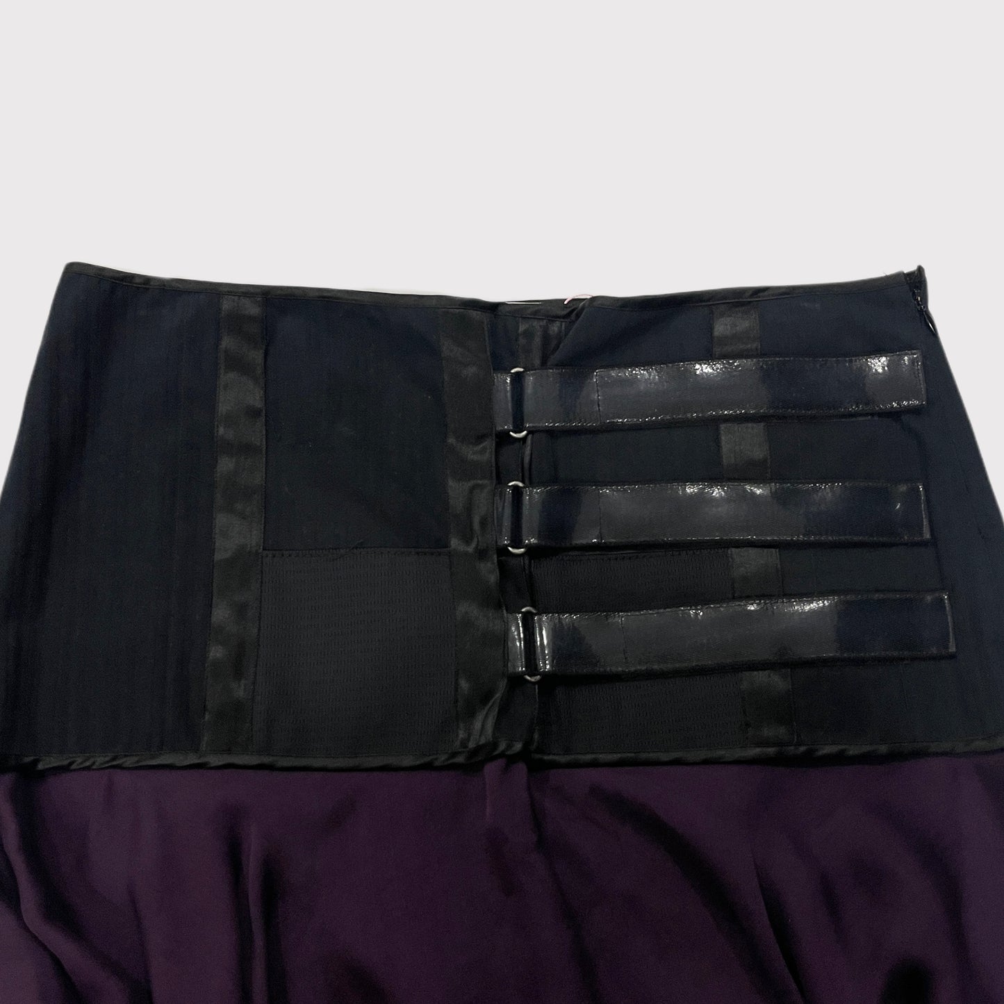 Italian vintage black/purple bondage silk skirt / top