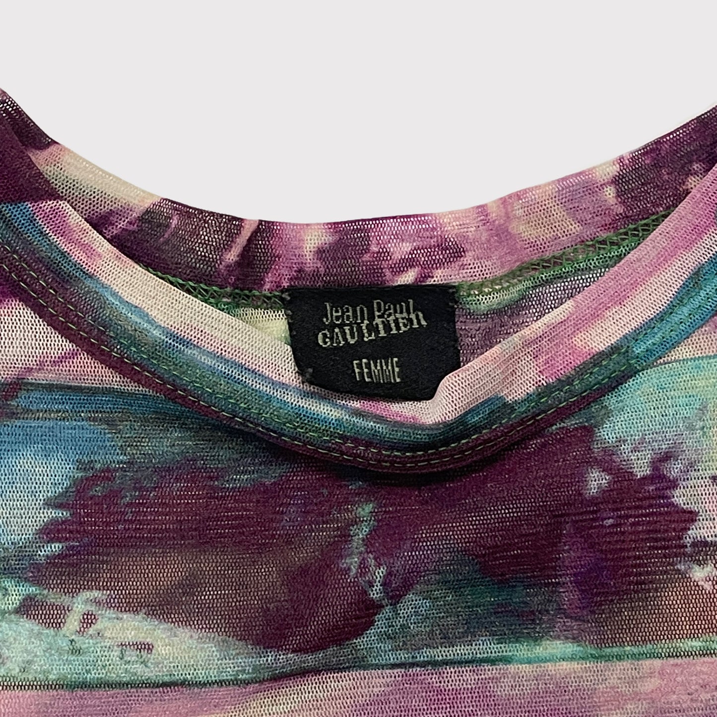 Jean Paul Gaultier multicolor graphic mesh top