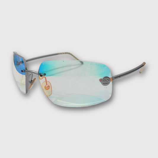 Chanel iridescent rimless sunglasses