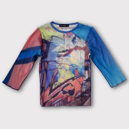 Cop Copine blue/multicolor graffiti graphic top