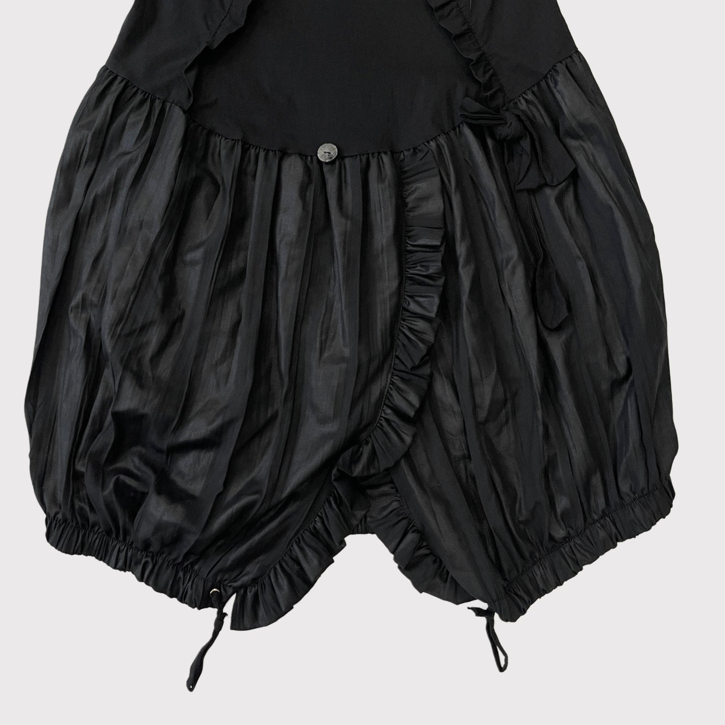 French vintage black ruffled bubble dress