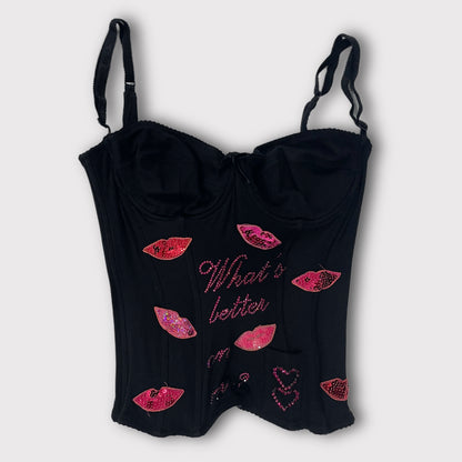 Via Delle Perle black kiss corset top