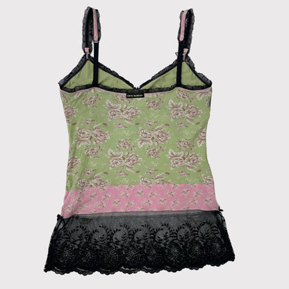 Vive Maria black/green/pink mesh floral tank top