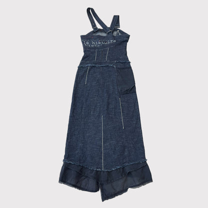 French vintage darkwash denim maxi dress