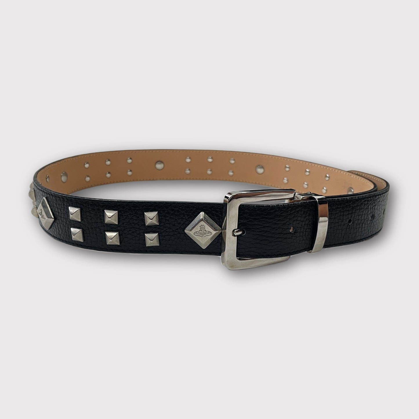 Vivienne Westwood black/silver leather studded belt