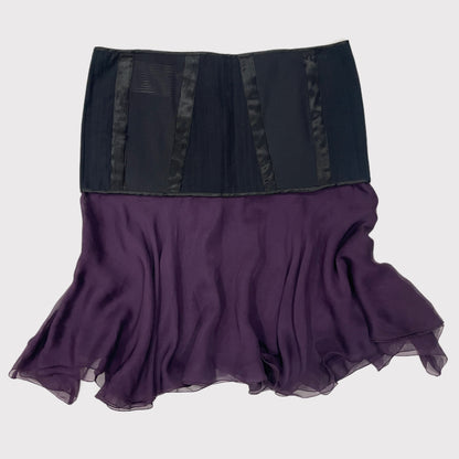 Italian vintage black/purple bondage silk skirt / top