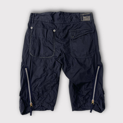 Marithe Francois Girbaud navy zippered cargo capri shorts