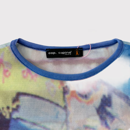 Cop Copine blue/multicolor graffiti graphic top