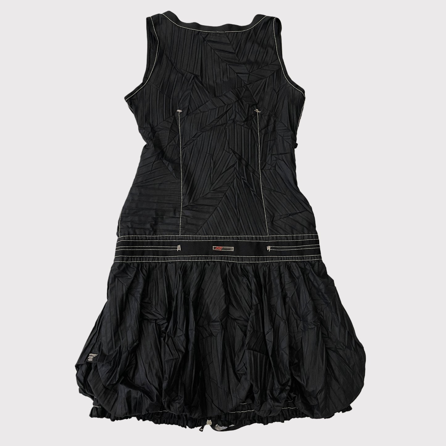 French vintage black/grey pleated bubble dress