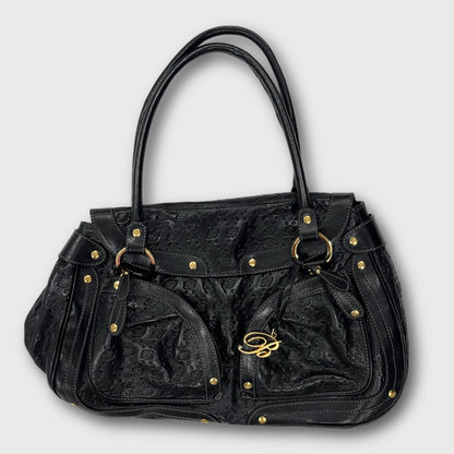 Blumarine black leather cargo purse